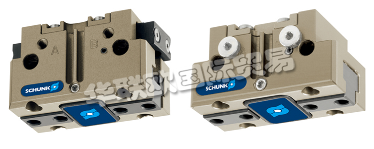 SCHUNK機械爪手JGP64-1帶雙平動機械手的旋轉頭，可在機器內同時裝載和卸載工件。在壓縮空氣的作用下，橢圓形活塞上下移動。楔式結構的有角度活動表面使基爪能夠同步平動。